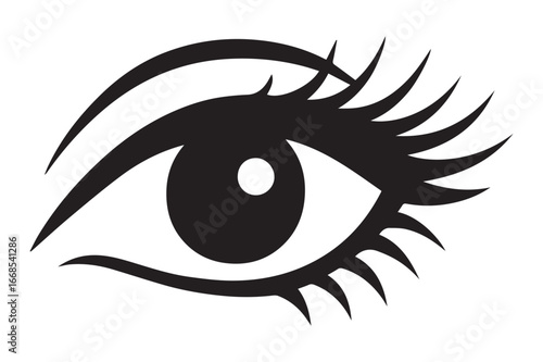 Dramatic Eye Illustration Featuring Bold Eyelashes and Defined Brow Perfect for Beauty or Artistic Projects Representing Vision and Expression