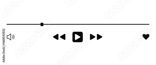 Minimalist Music and Media Player Interface – Audio Video Playback Panel with Timeline Bar, Controls, and Song Display"