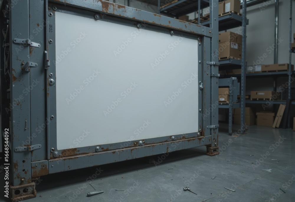 Obraz premium Equipment cage label panel showing a blank side for customization