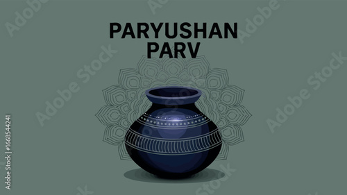 Paryushan Parv with Traditional Kalash Illustration