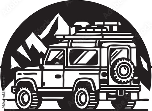 Off-road vehicle vector graphic: 4x4 suv adventure illustration eps silhouette