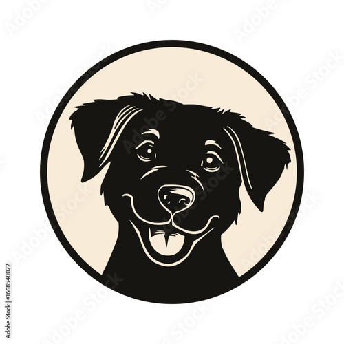 Cute Smiling Puppy Face Vector Illustration