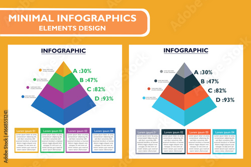 A unique 3D pyramid infographic template with layered sections. This vector design is ideal for financial reports, business presentations, and educational content to show hierarchy and data.