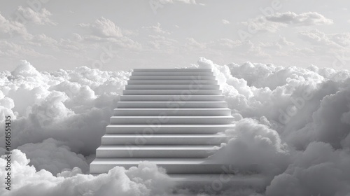 Stairway to Dreams: A symbolic visualization, showcasing a pristine staircase ascending through the clouds, offering a sense of boundless aspiration and ethereal wonder.