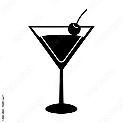 martini glass with cherry vector art