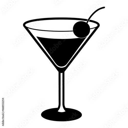 martini glass with cherry vector art