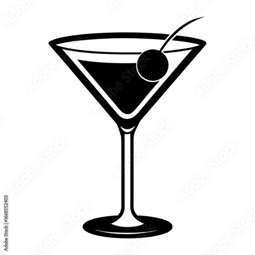 martini glass with cherry vector art