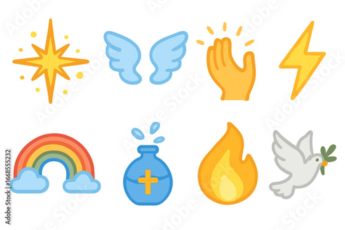 Free Download Supernatural Icons for Kids. Flat vector mini-illustrations Supernatural events in colors children's illustrations: starburst, - GFXLoad