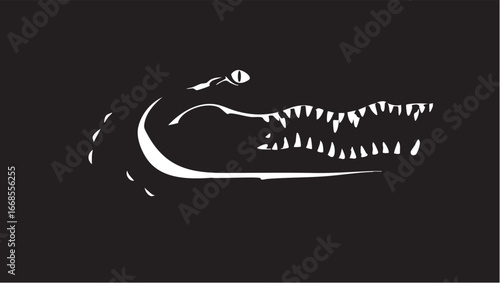 Alligator vector graphic: black and white crocodile illustration eps silhouette