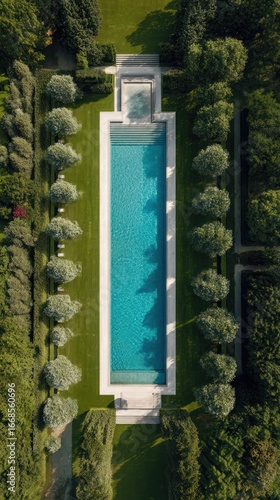 High-angle view of a rectangular pool
