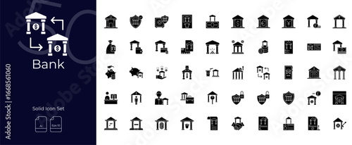 Bank Solid Editable Icons set. Vector illustration in modern thin solid style of bank icons: bank, finance, investment, etc