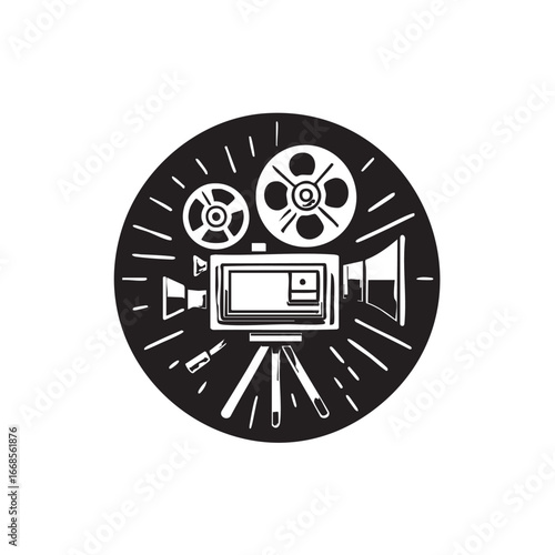 Vintage movie camera vector illustration - film, cinema, and filmmaking graphic eps silhouette