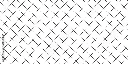 Black metal mesh seamless pattern vector illustration. Metal grid pattern. Silhouette Steel wire Chain link Fence Pattern. Grid, mesh, lattice background with rhombus, diamond shapes
