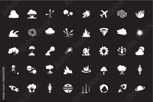 Vector icon set: nature, weather, and disaster icons for graphic design eps silhouette