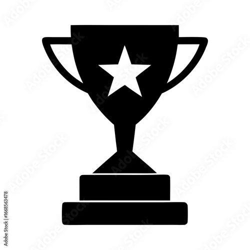 Trophy cup award star win champion success prize achievement silhouette vector illustration