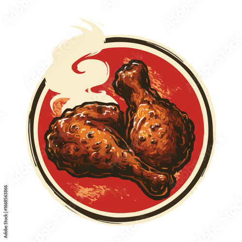 Crispy Fried Chicken Thigh Vector Illustration