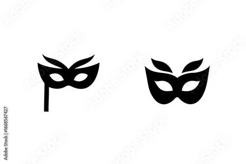 Two masquerade masks hand drawn icons for festivals and celebrations symbols