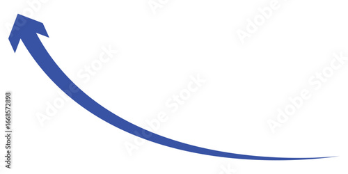 blue arrow icon curved upwards . blue curve arrow icon . long arrow icon . curve arrow vector illustration.