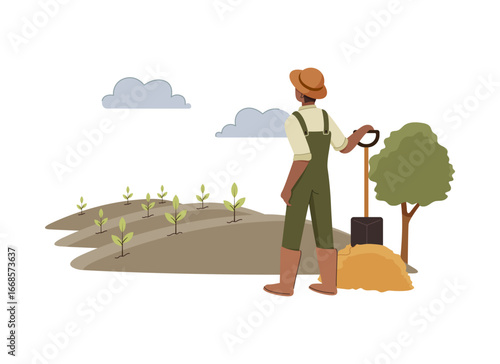 Farmer Working in Field