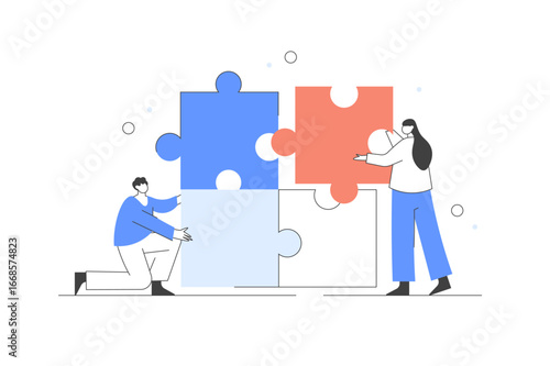 Teamwork and Collaboration Concept with Puzzle Pieces