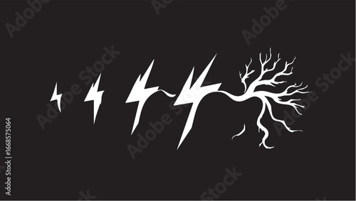 Lightning tree vector graphic - energy, nature, power illustration eps silhouette