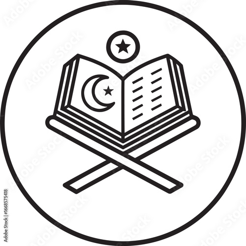 Quran Holy Book Islamic Icon Vector Design