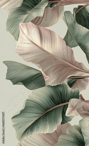 Wallpaper Mural The gentle hues of green and yellow leaves form a calming, minimalist arrangement ideal for relaxing, nature themed spaces. Torontodigital.ca