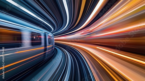 High-speed train in tunnel with motion blur