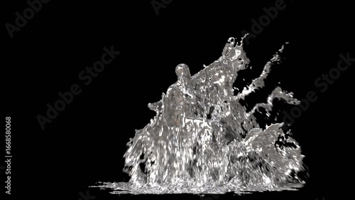4k abstract liquid fluid water character  dancing on black background,funny mascot loop animation, motion design ,seperate character with alpha channel.