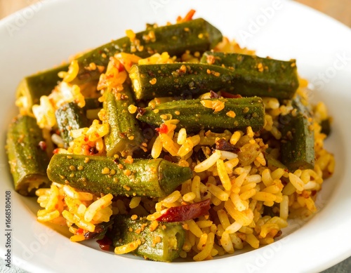 Spicy okra and rice dish