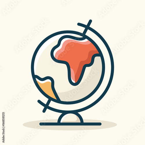 Globe icon flat vector illustration for world geography travel global knowledge, education school study learning exploration symbol