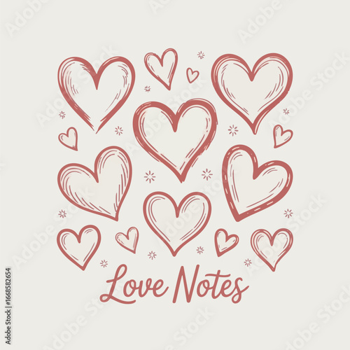 create Set of hearts icon, Love heart drawn hand - stock vector