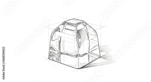 Architectural concept sketch of a modern dwelling, a three-dimensional design