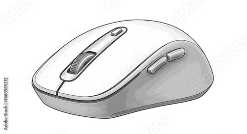 Artistic digital mouse illustration rendered in white and grey shades