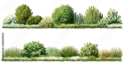 Isolated Olive Green Tree set Cutout Variations for Landscape Design and Postproduction Renders vector design on transparent background.