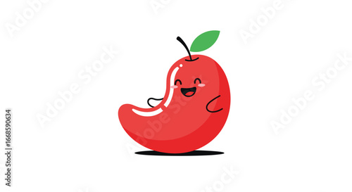 Joyful red fruit character dancing with enthusiasm and a big smile
