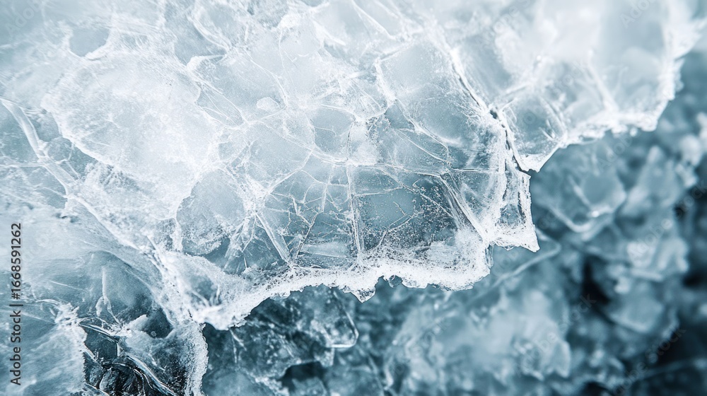Fototapeta premium Frozen Abstract: A Macro View of Ice Crystals