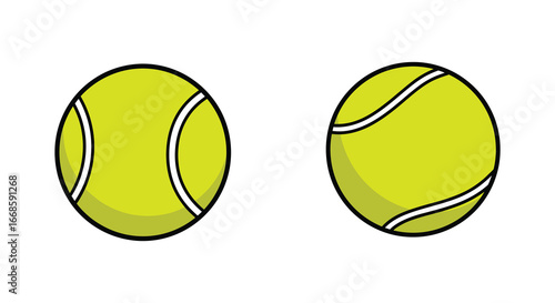 Two yellow tennis balls on a white background