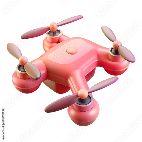Vibrant Pink Cartoon Drone with Rotors.