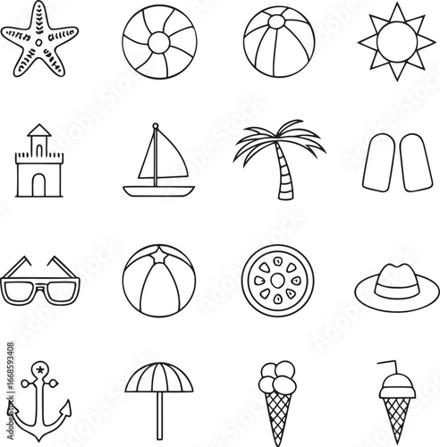 Summer Icons Beach, Sea, and Vacation