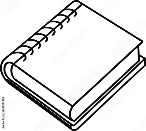 Minimalist notebook sketchpad line art silhouette isolated on white background