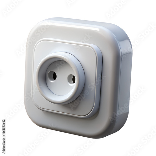 White European Electrical Outlet with Two Receptacles.