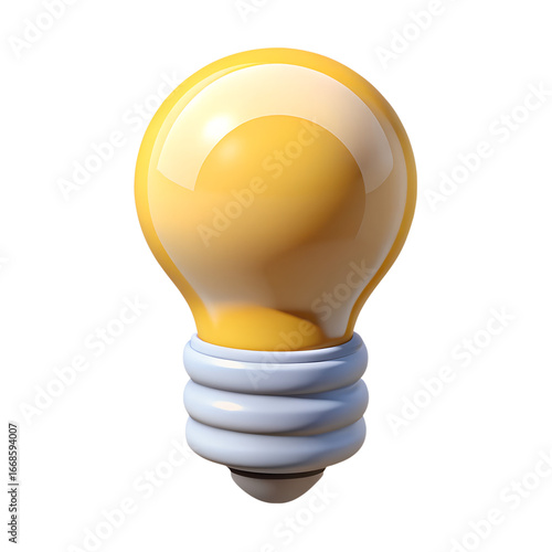 Yellow Cartoon Light Bulb with a White Base.