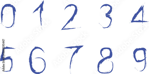 1 to 9 hand drawn set, editable stroke line 