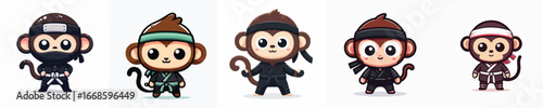 cute monkey vector in ninja costume