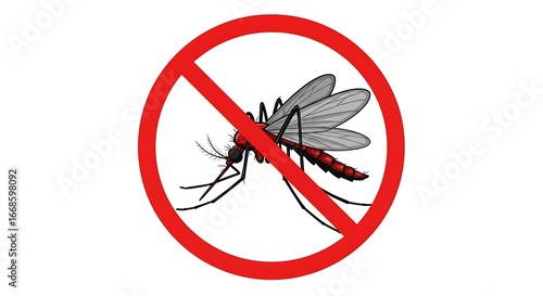 Mosquito prohibition symbol isolated on white background
