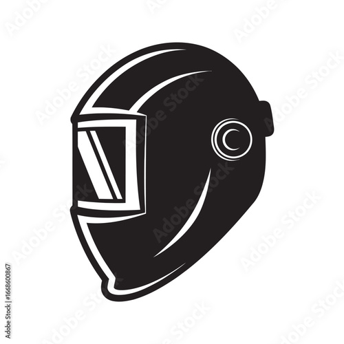 Illustration of a Black Welding Helmet Protective Gear for Metal Fabrication and Construction