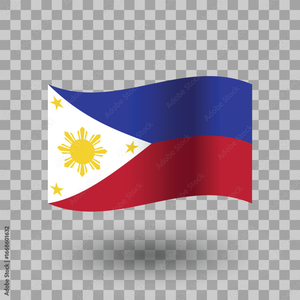 Naklejka premium Philippines flag vector. Philippines wavy flag isolated transparent background. Flag of Philippines symbol icon. EPS 10