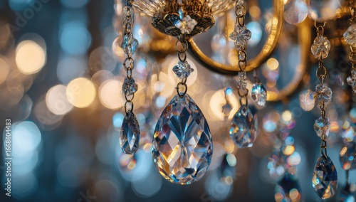 Close-up of crystal chandelier