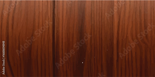 Deep Brown High Gloss Wooden Panel Close-Up – Polished Reflective Wood Texture with Smooth Natural Grain and Retro Background for Elegant Interior Design